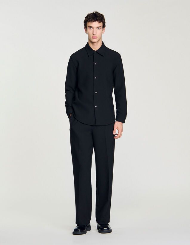 Long-Sleeved Jersey Shirt - SHPCM00935 | sandro-paris.com Long-Sleeved Jersey Shirt : Shirts color Black