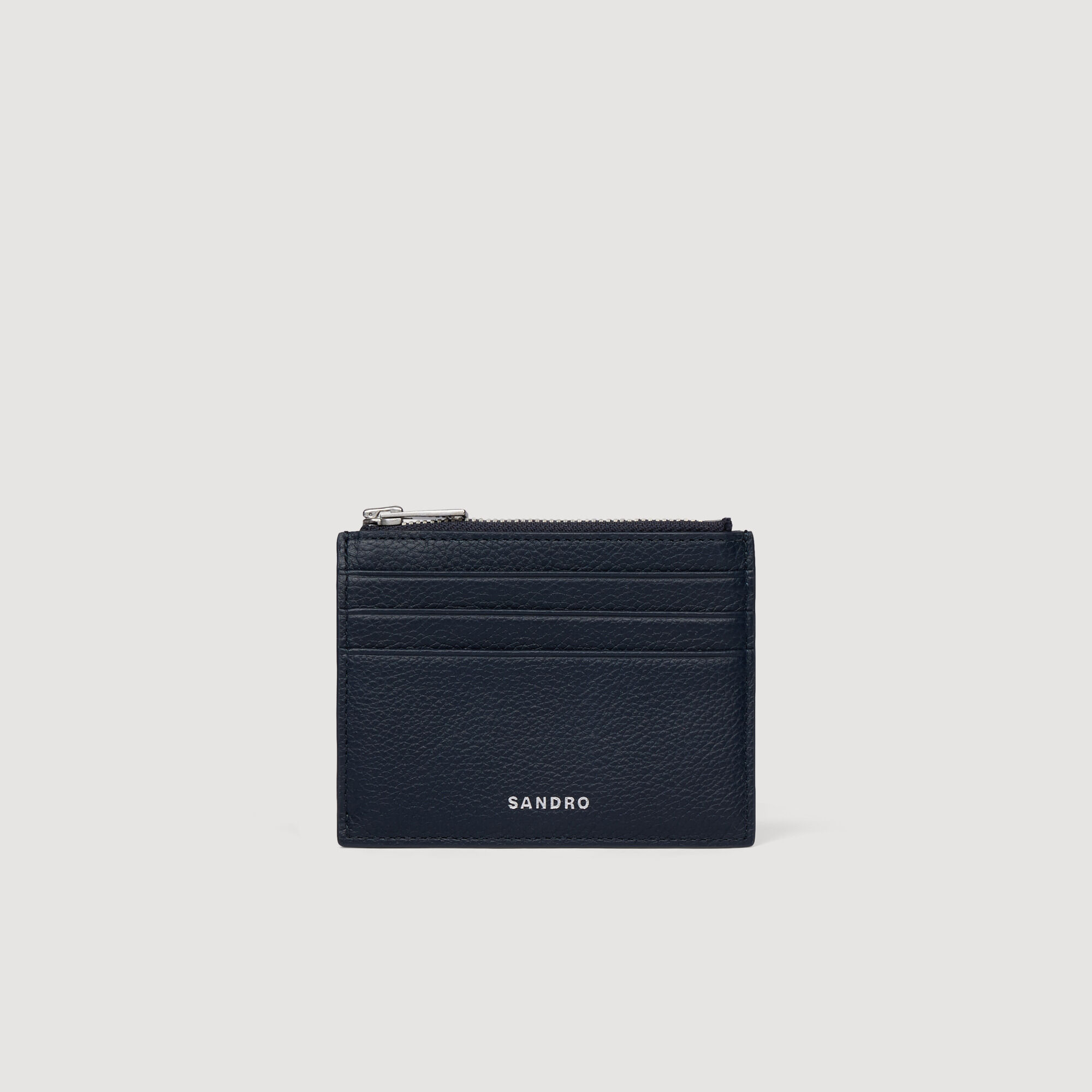 Grained Leather Zip Card Holder : Other Accessories&nbsp; color Navy Blue