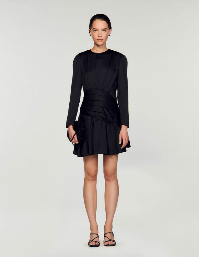 Short Draped Dress : Dresses color Black
