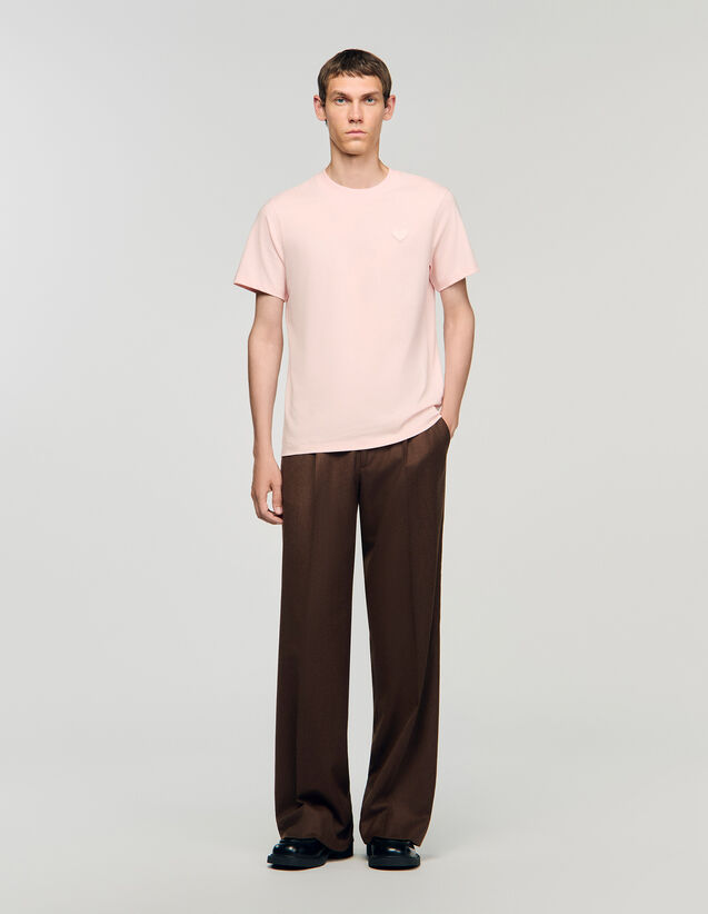 T-Shirt With Heart Patch - SHPTS01678 | sandro-paris.com T-Shirt With Heart Patch : T-shirts & Polo shirts color Sky Blue