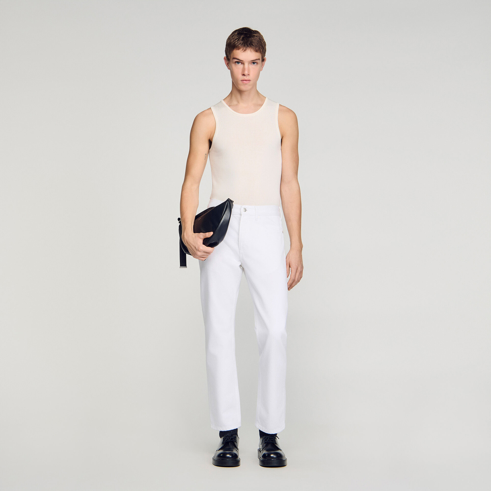 Regular Raw Jeans : Jeans color white