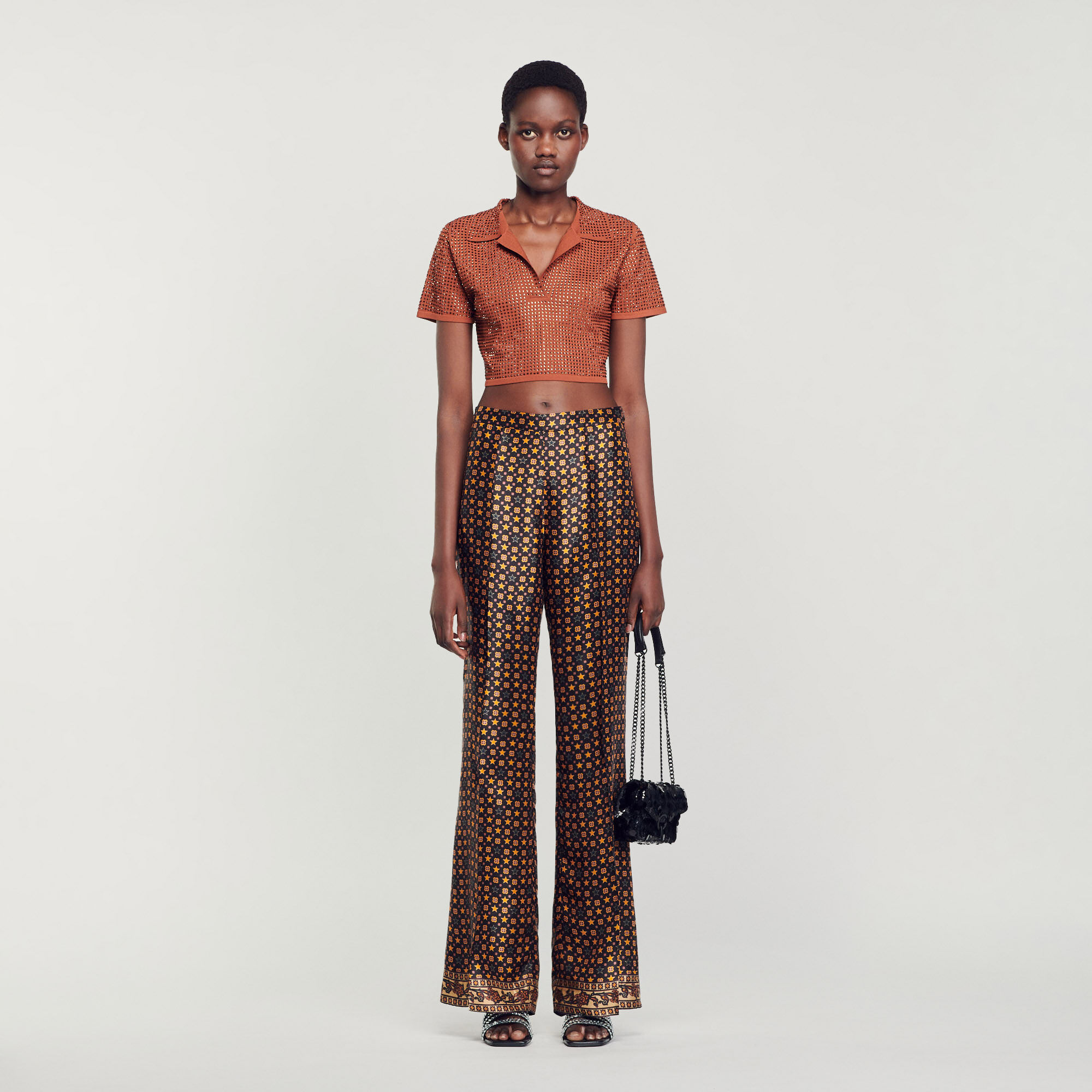 Cropped Rhinestone Sweater : Sweaters & Cardigans&nbsp; color Yellow