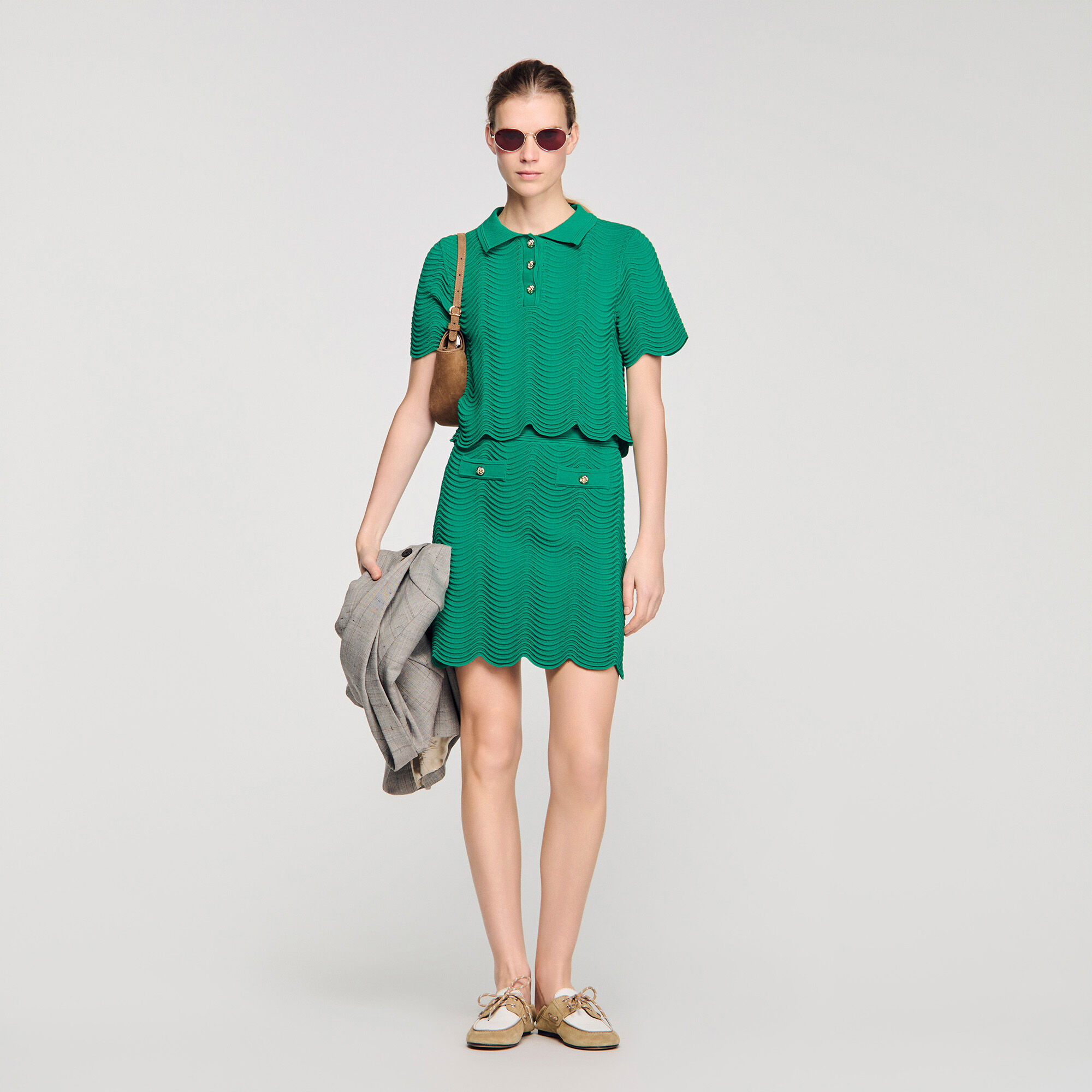 Short Decorative Knit Skirt : Skirts & Shorts color Emeuraude Green