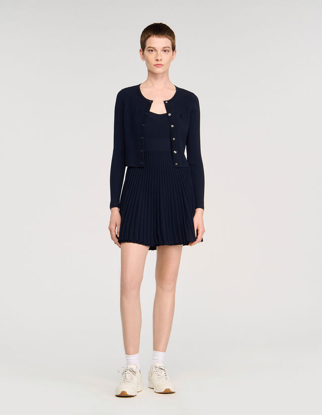 Fine Knit Cardigan - SFPCA01294 | sandro-paris.com Fine Knit Cardigan : Sweaters & Cardigans color Navy Blue