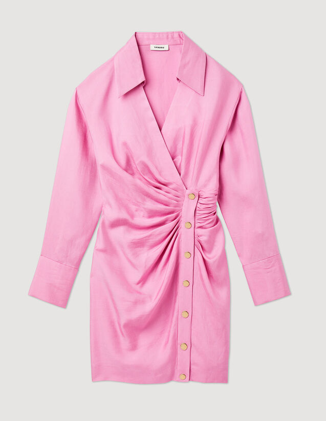 Draped Dress With Long Sleeves : Dresses color Pink