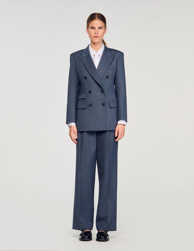 Striped Tailored Jacket - SFPVE01213 | sandro-paris.com Striped Tailored Jacket : Blazers & Jackets color Blue