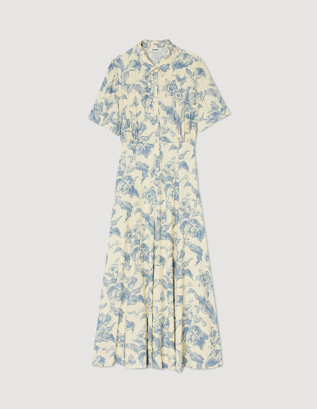 Floral Shirt Dress : Dresses color Ecru / Bleu