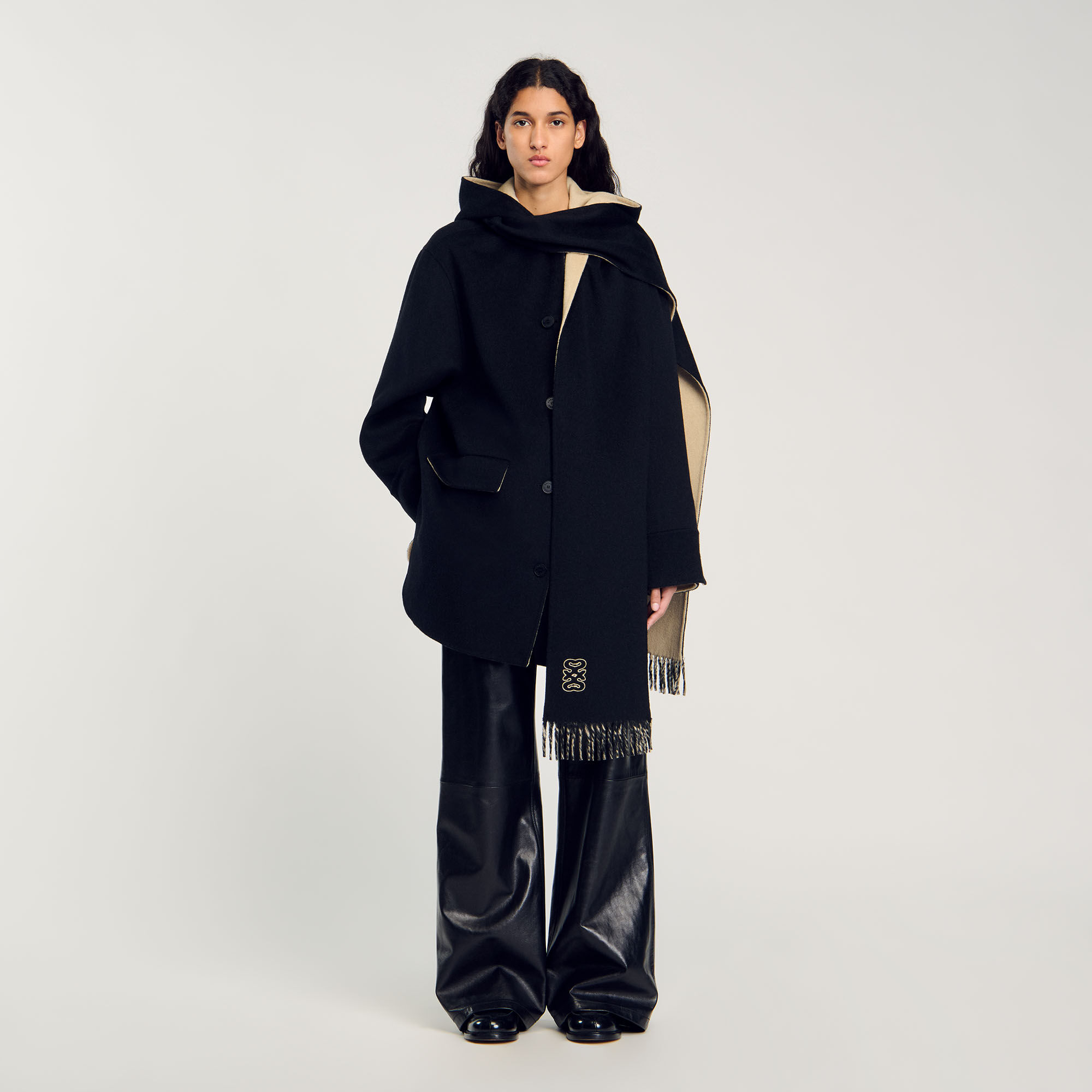 Wool Coat With Scarf - View All - Sandro-paris.com