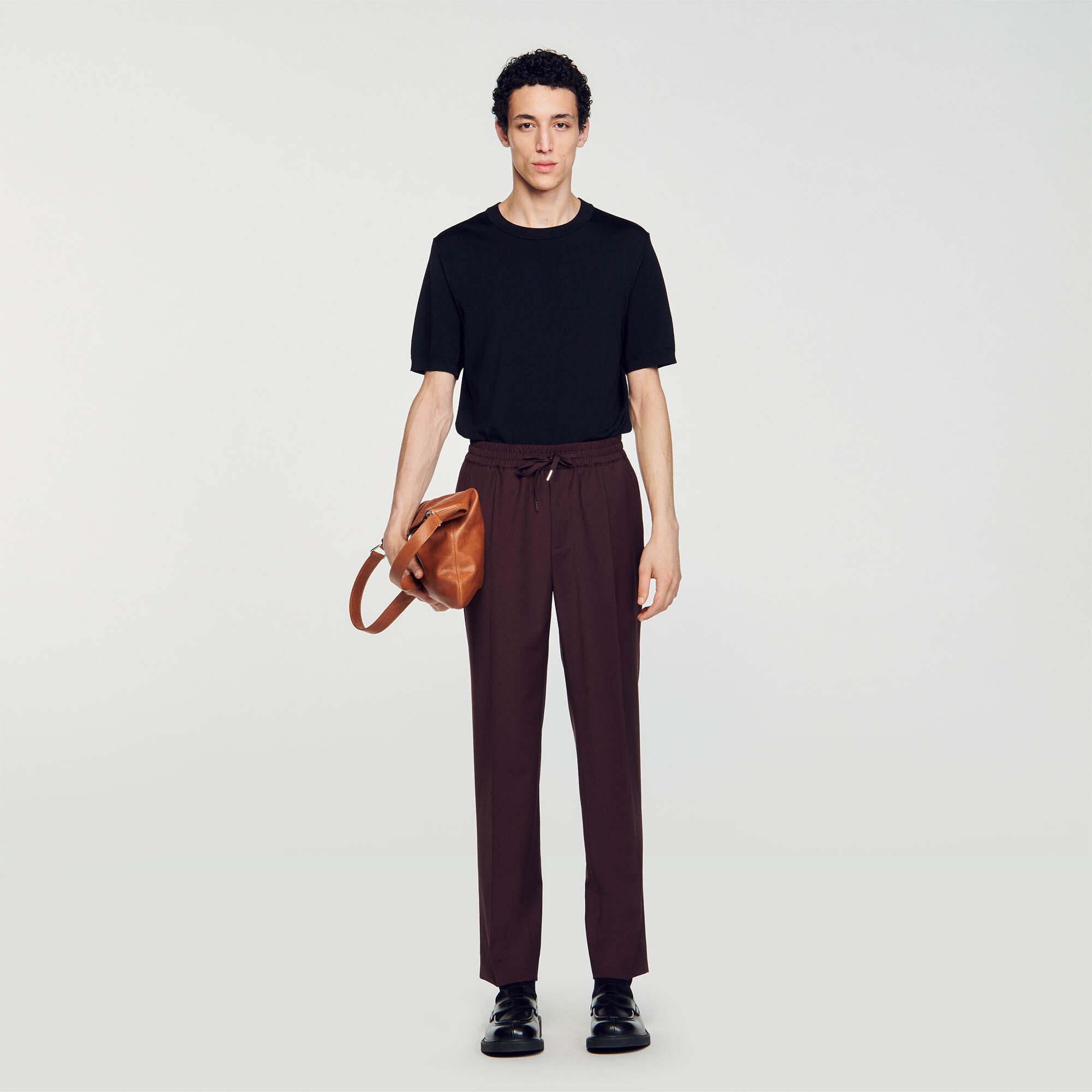 Elasticated Straight-Leg Trousers : Pants & Shorts color Camel