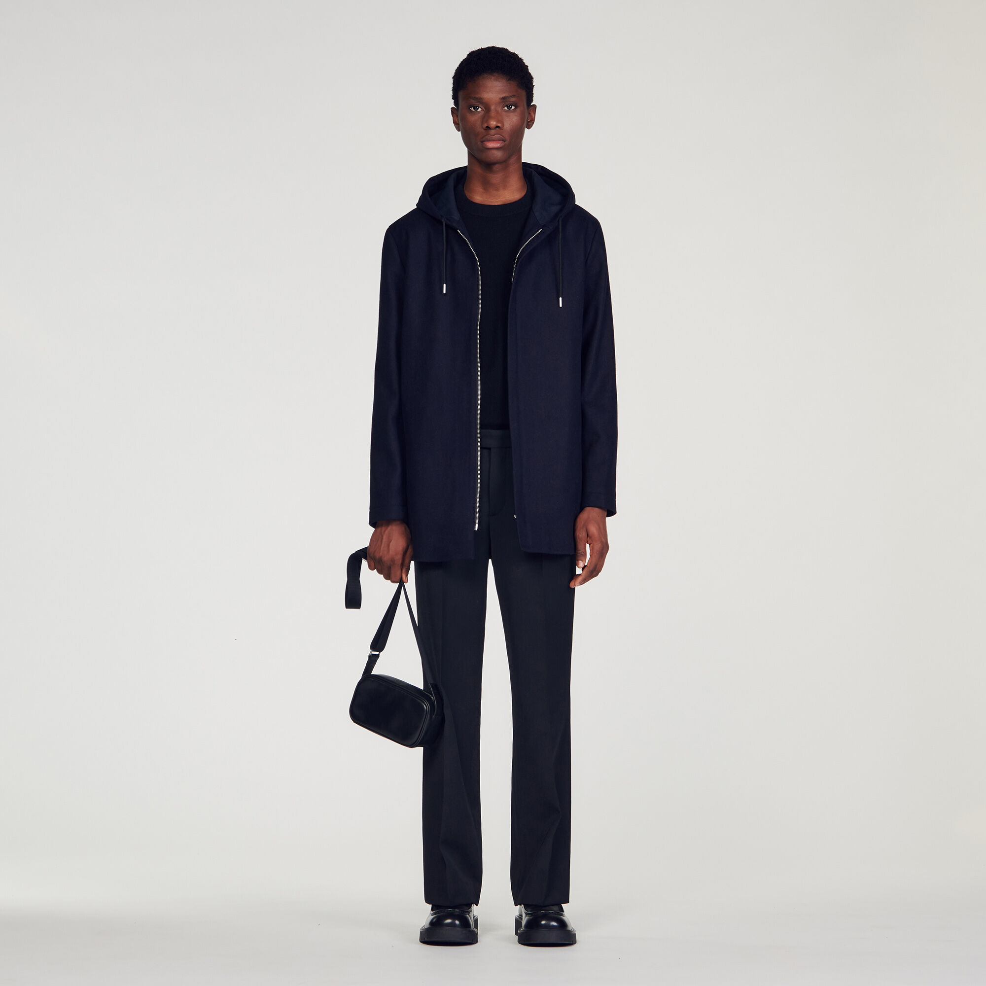Hooded Coat : Jackets & Coats color Navy Blue