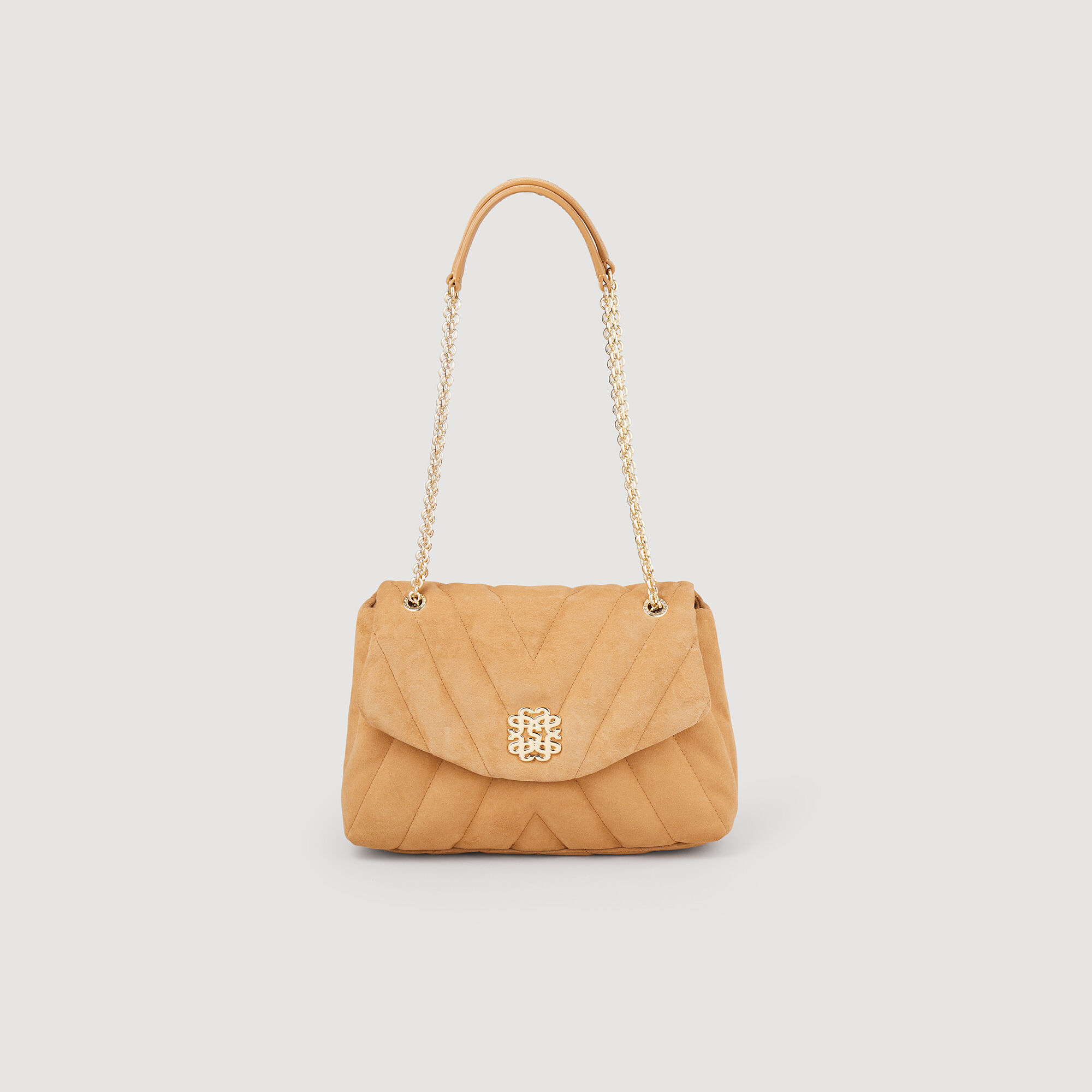 Mila Quilted Suede Leather Bag : Bags&nbsp; color Camel