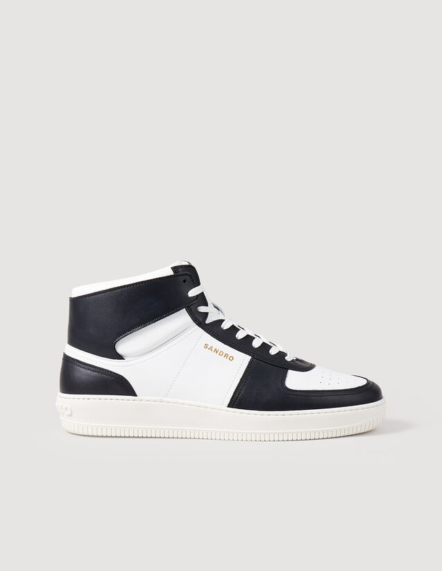 Leather High-Top Trainers : Shoes color Black / White