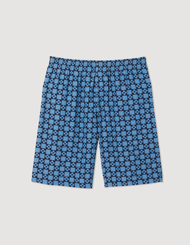 Square Cross Printed Shorts : Pants & Shorts color Blue