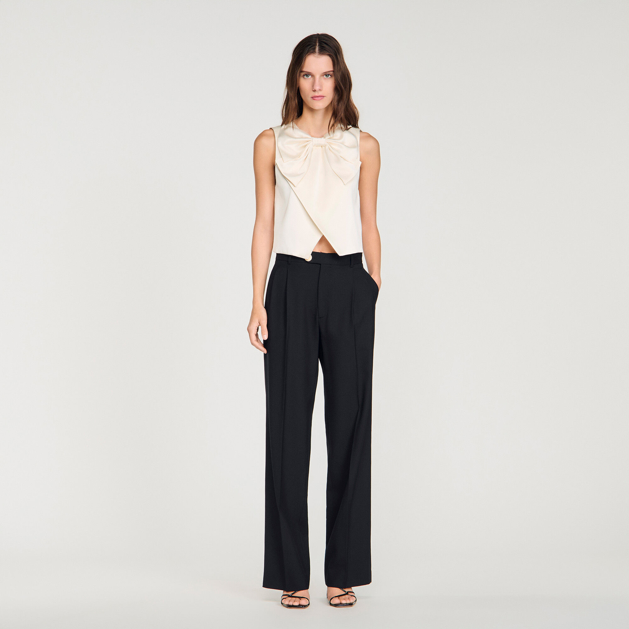 Pressed-Crease Suit Trousers : Pants color Black
