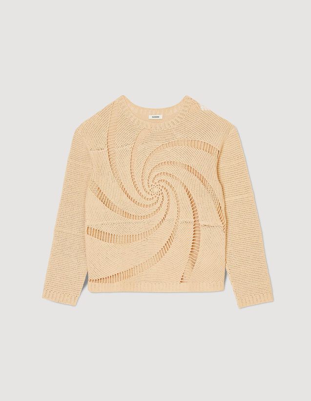 Cotton Crochet Spiral Jumper : Sweatshirts color Light sand