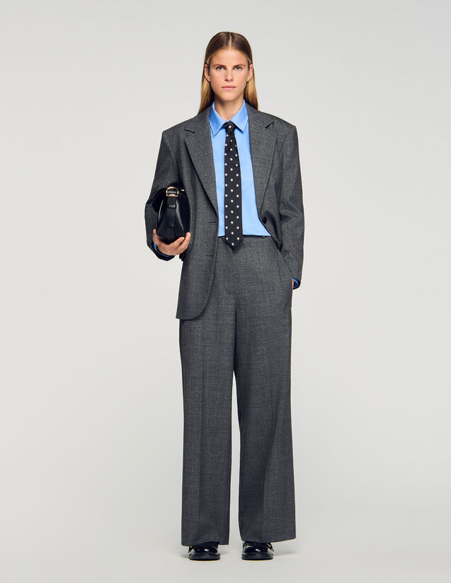 Straight And Wide Trousers - SFPPA01760 | sandro-paris.com Straight And Wide Trousers : Pants color Light Grey