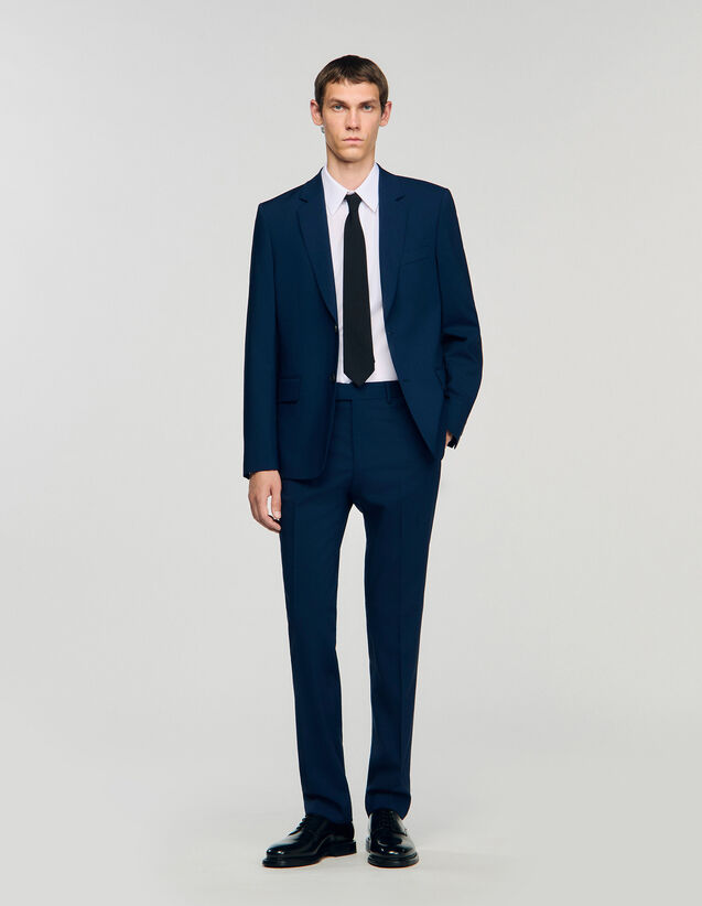 Wool Suit Jacket - SHPVE01159 | sandro-paris.com Wool Suit Jacket : Suits & Tuxedos color Navy Blue