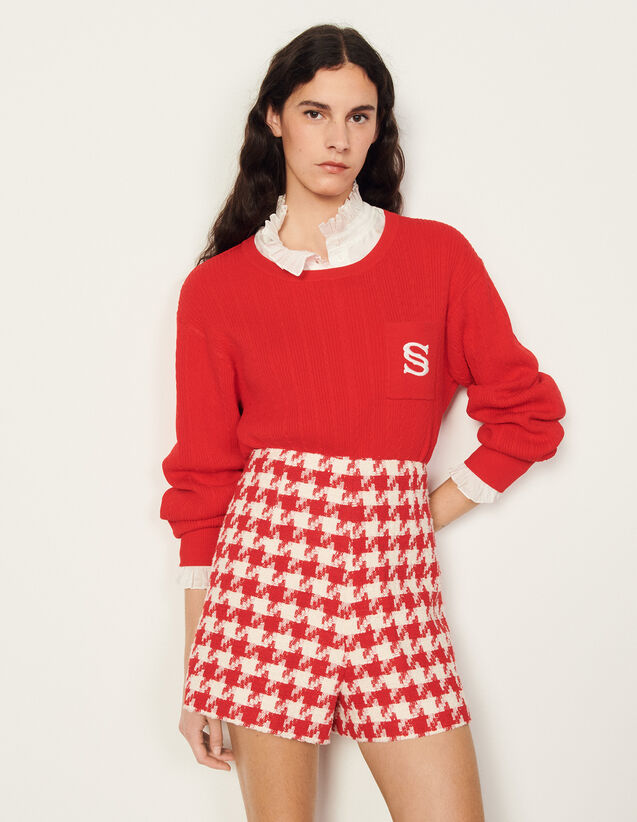 Houndstooth Shorts : Skirts & Shorts color Red / Ecru