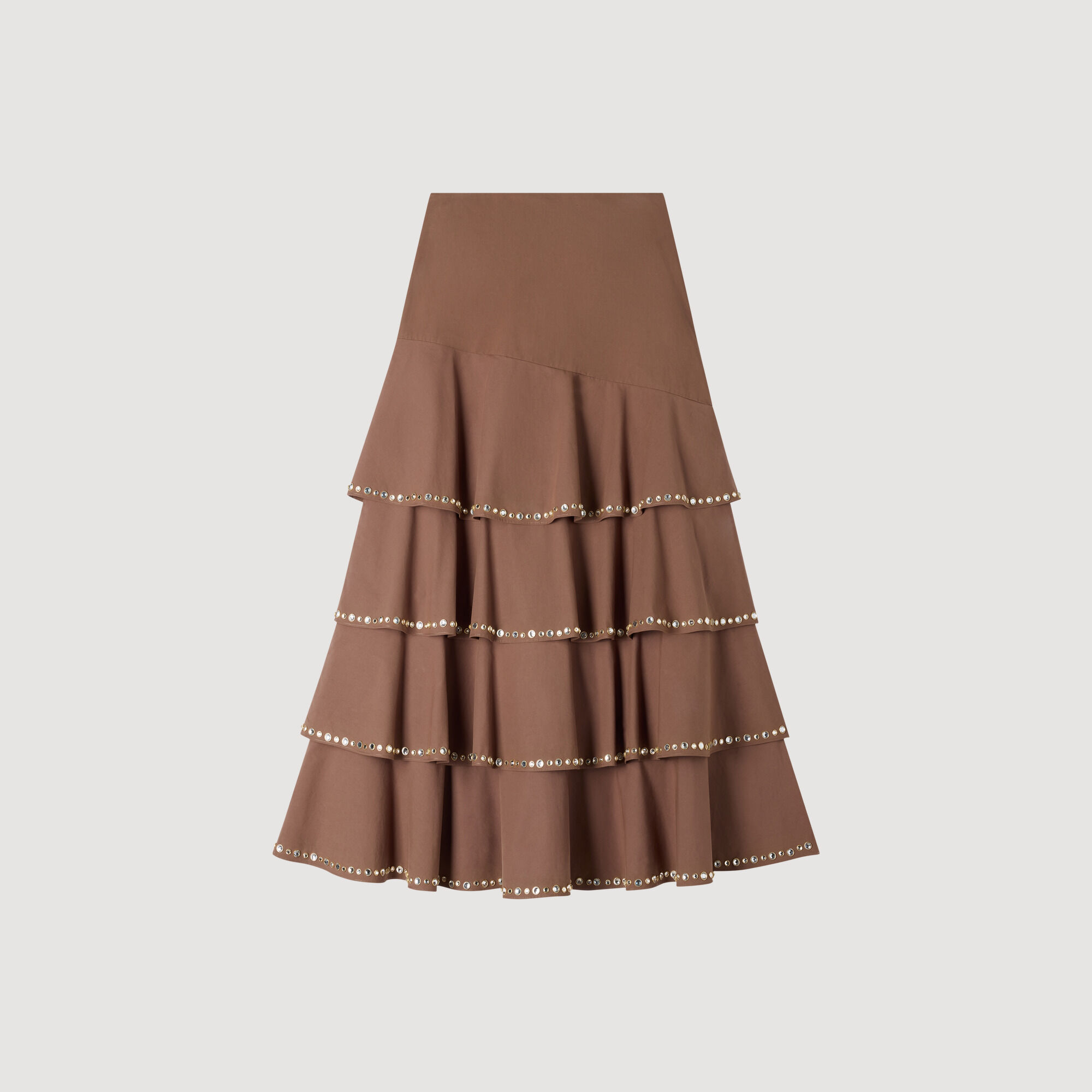 Long Ruffled Rhinestone Skirt : Skirts & Shorts color Brown