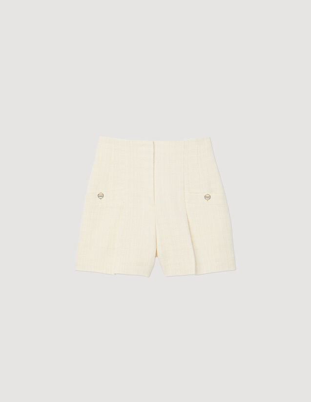 Tweed High-Waisted Shorts : Shirts color Ecru