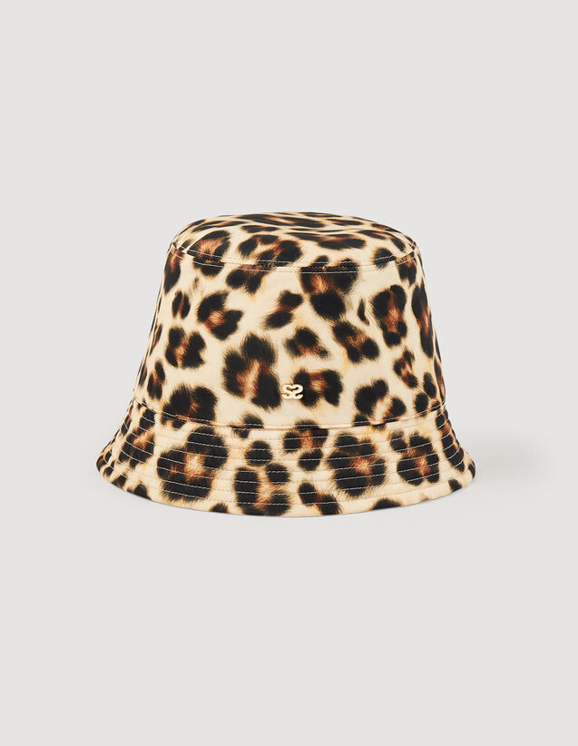 Reversible Leopard-Print Hat : Spring Summer Collection color Beige / Black