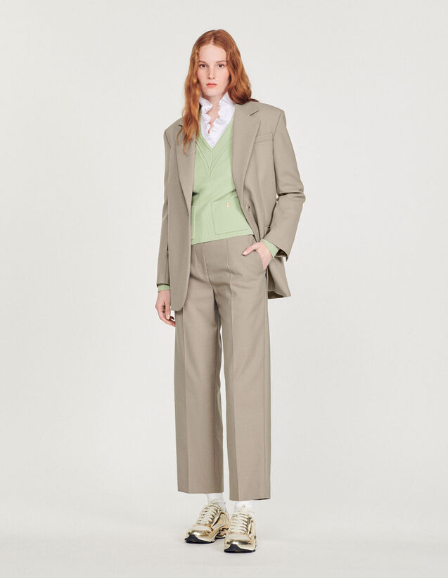 High-Waisted Tailored Trousers : Pants color Taupe Grey