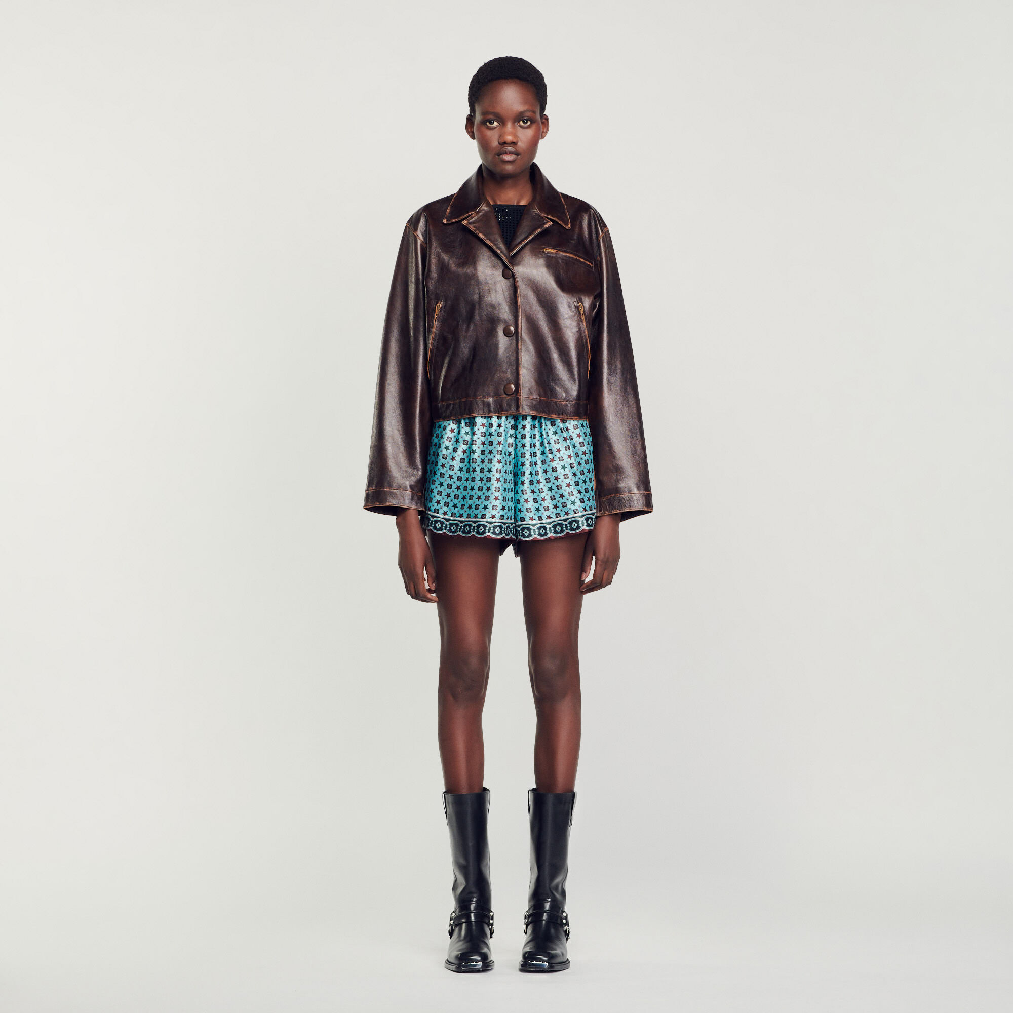 Distressed Leather Jacket Blazers Jackets Sandro paris