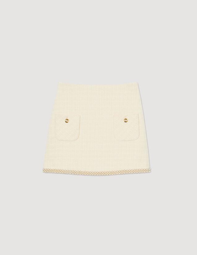 Beaded Tweed Skirt : Skirts & Shorts color Ecru