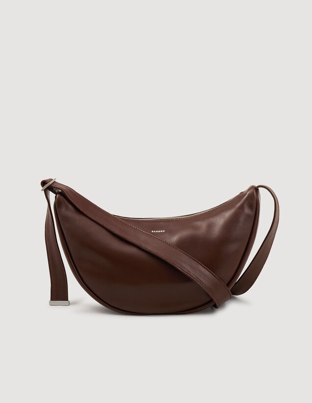 Small Leather Hobo Bag - SHASA01538 | sandro-paris.com Small Leather Hobo Bag : Bags color Cognac