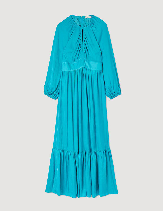 Satin-Effect Maxi Dress : Dresses color Turquoise