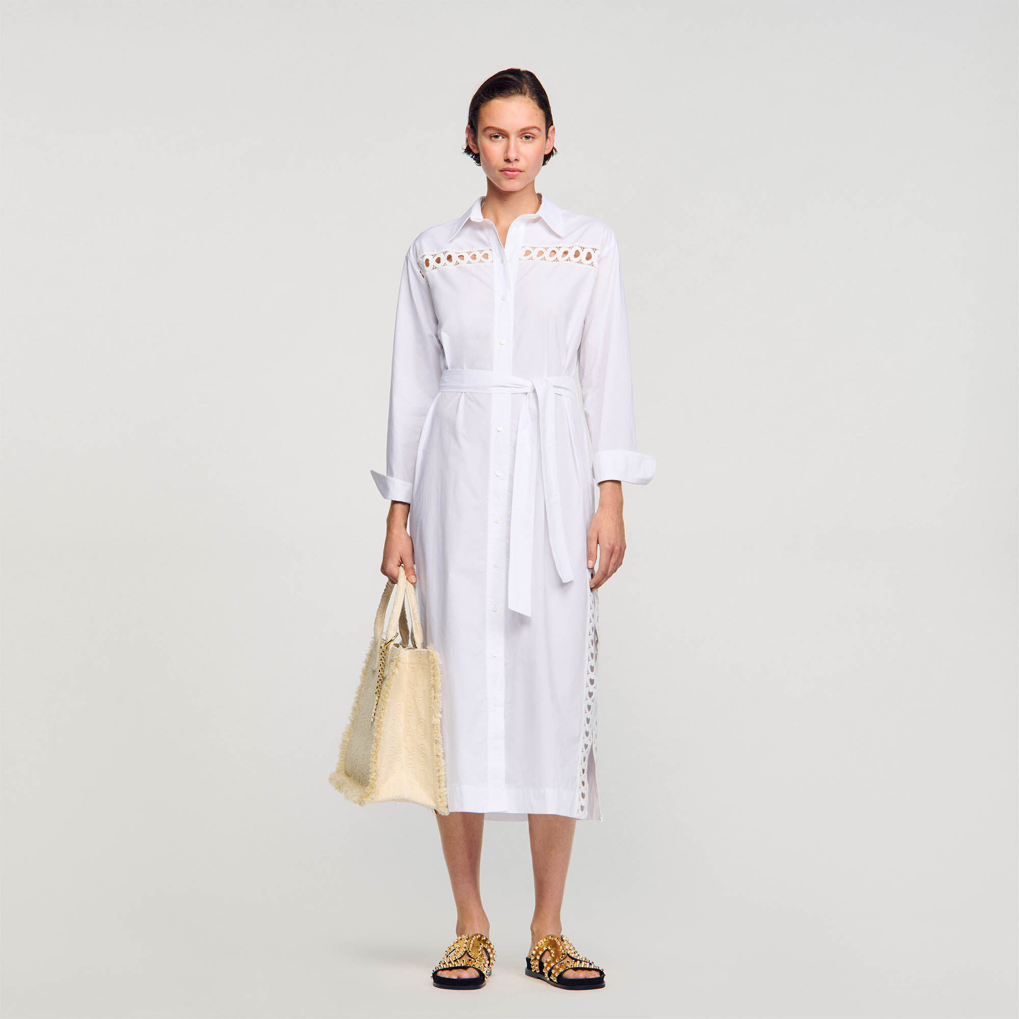 Long Shirt Dress : Dresses&nbsp; color white
