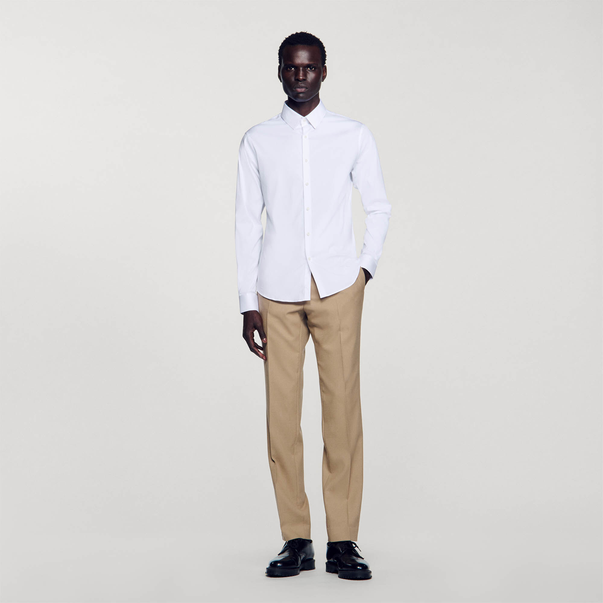 Fitted Stretch Cotton Shirt Shirts Sandro paris