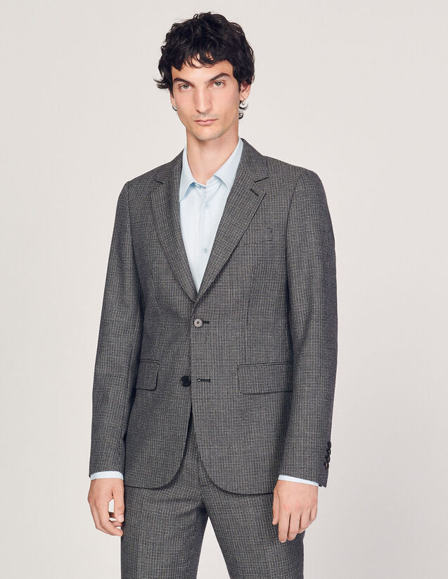 Virgin Wool Suit Jacket : Suits & Tuxedos color Mocked Grey
