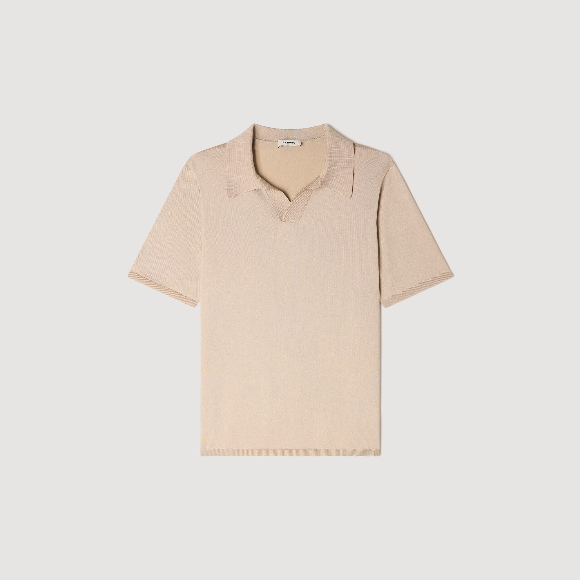 Short-Sleeved V-Neck Polo Shirt : Sweaters & Cardigans color Beige