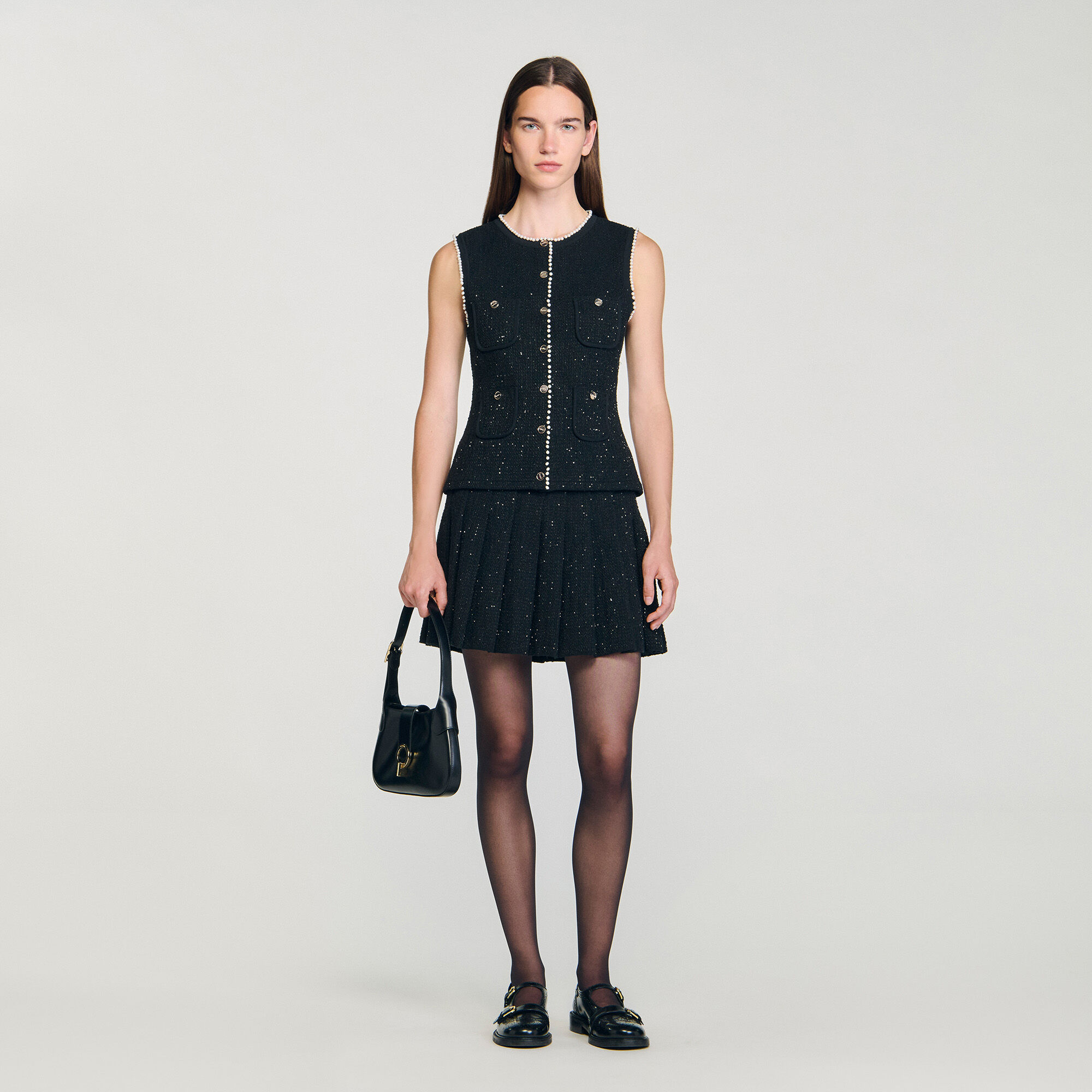 Decorative Tweed Waistcoat : View All color Black