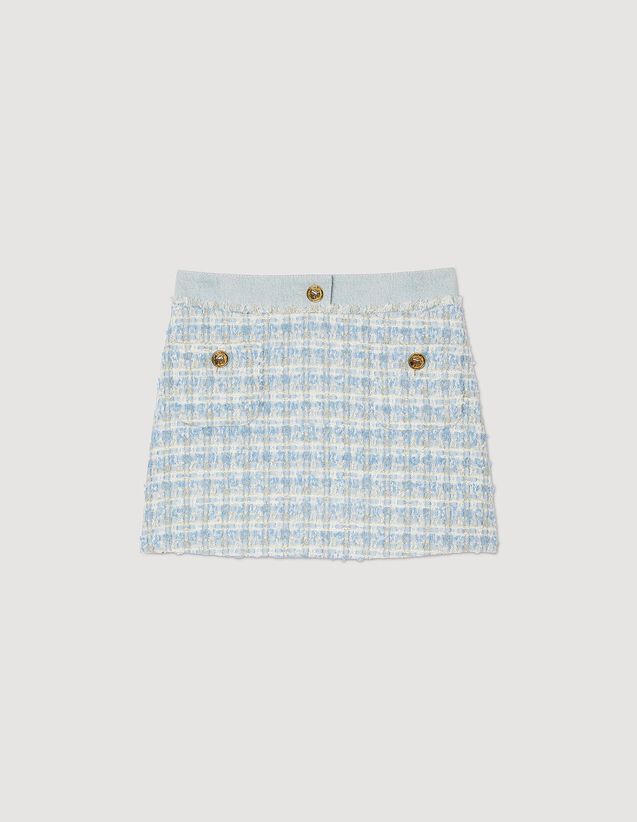 Short Tweed Skirt : Skirts & Shorts color Blue / Silver