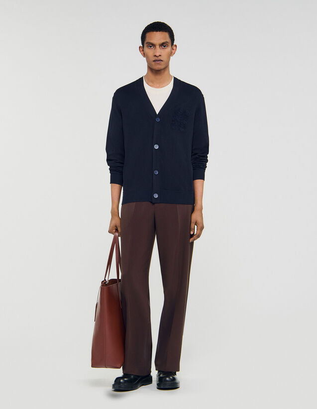 Cardigan With Rope Embroidery - SHPTR00697 | sandro-paris.com Cardigan With Rope Embroidery : Sweaters & Cardigans color Navy Blue