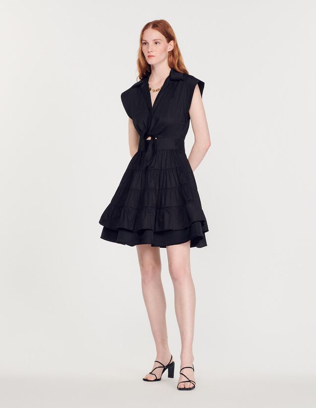 Short Ruffled Dress : Dresses color Black