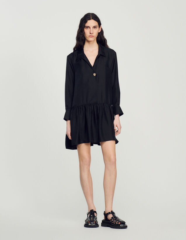 Short Silk Dress : Dresses color Black