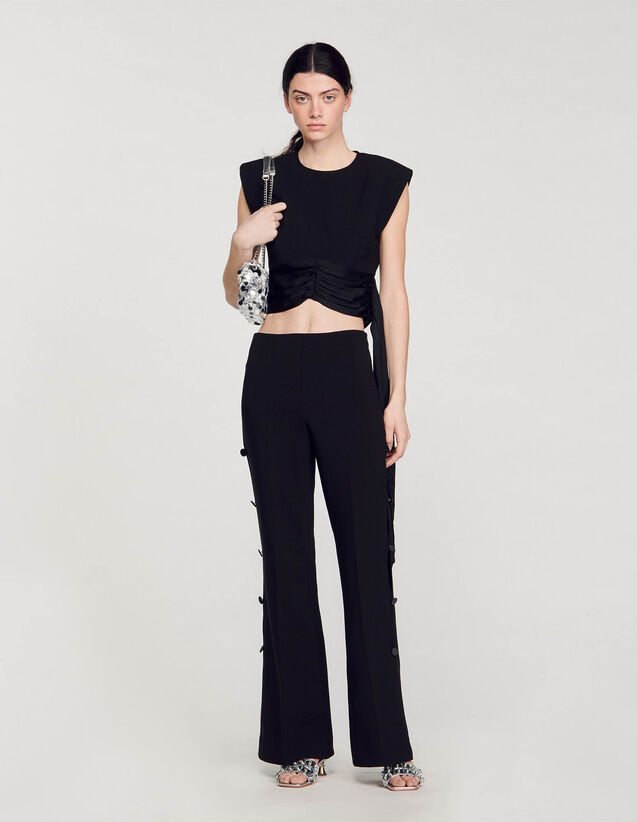 Crop Top With Asymmetric Panels : Tops color Black