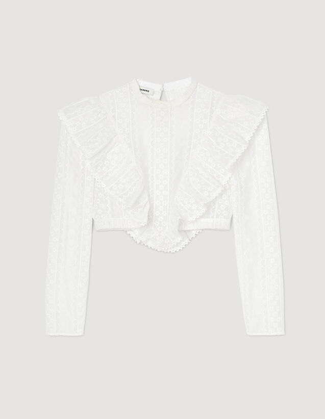 Broderie Anglaise Crop Top : Tops color white