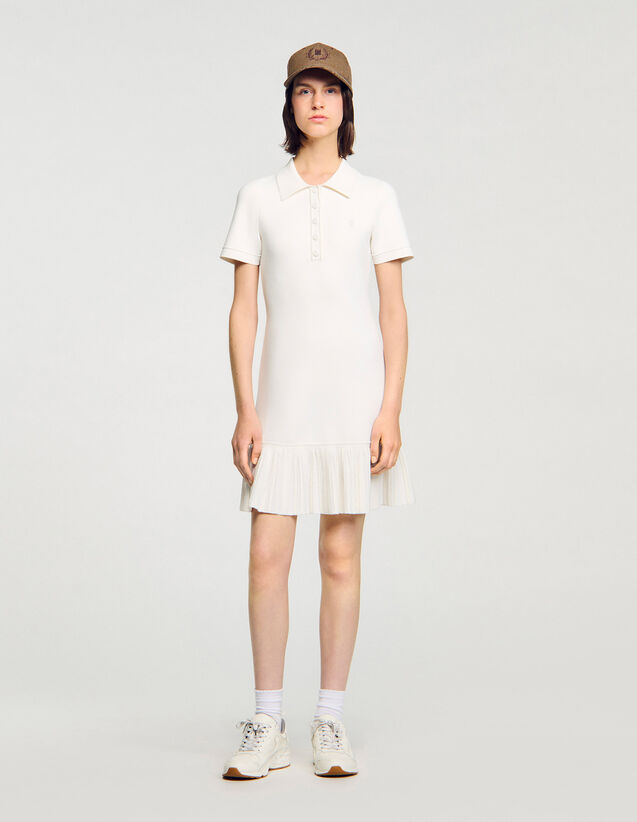 Short Knit Dress With Polo Neck - SFPRO04459 | sandro-paris.com Short Knit Dress With Polo Neck : Dresses color Ecru