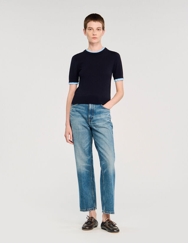 Two-Tone Cropped Jumper - SFPPU02645 | sandro-paris.com Two-Tone Cropped Jumper : Sweaters & Cardigans color Grey