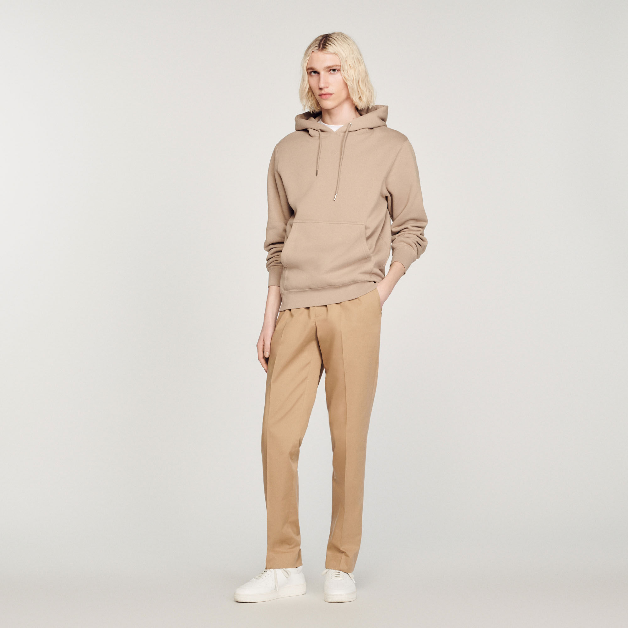 Elasticated Straight-Leg Trousers : Pants & Shorts color Beige