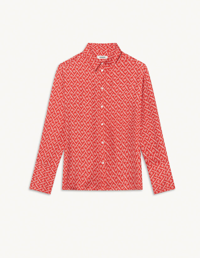 Floaty Printed Silk Shirt : Shirts color White / Red
