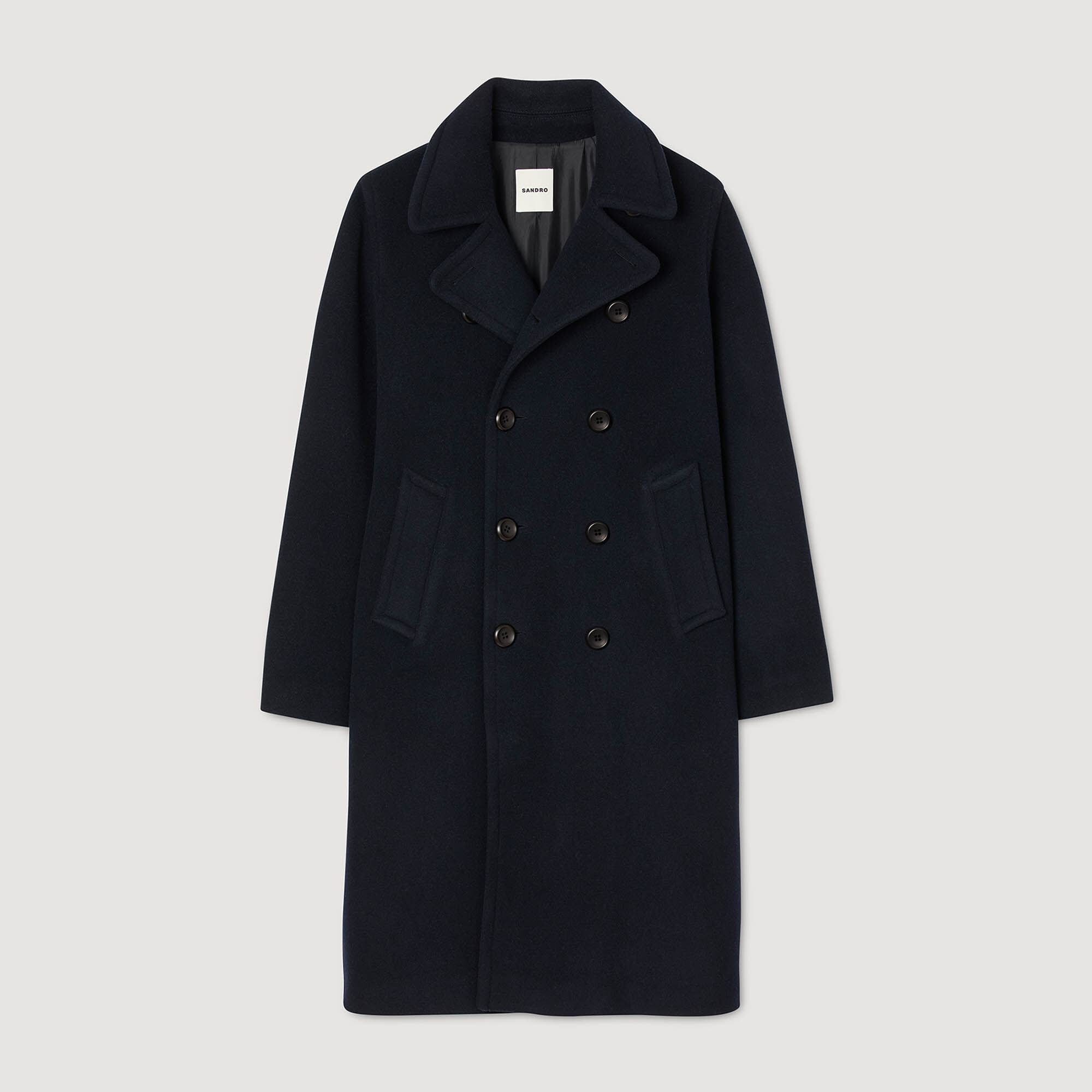 Double-Breasted Wool Coat : Jackets & Coats color Navy Blue
