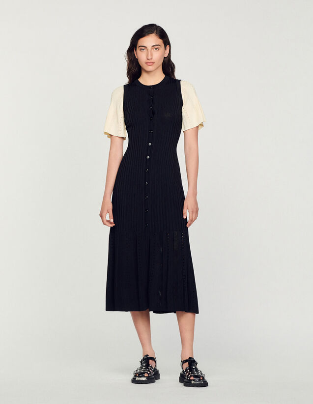 Midi Knit Dress : null color Black
