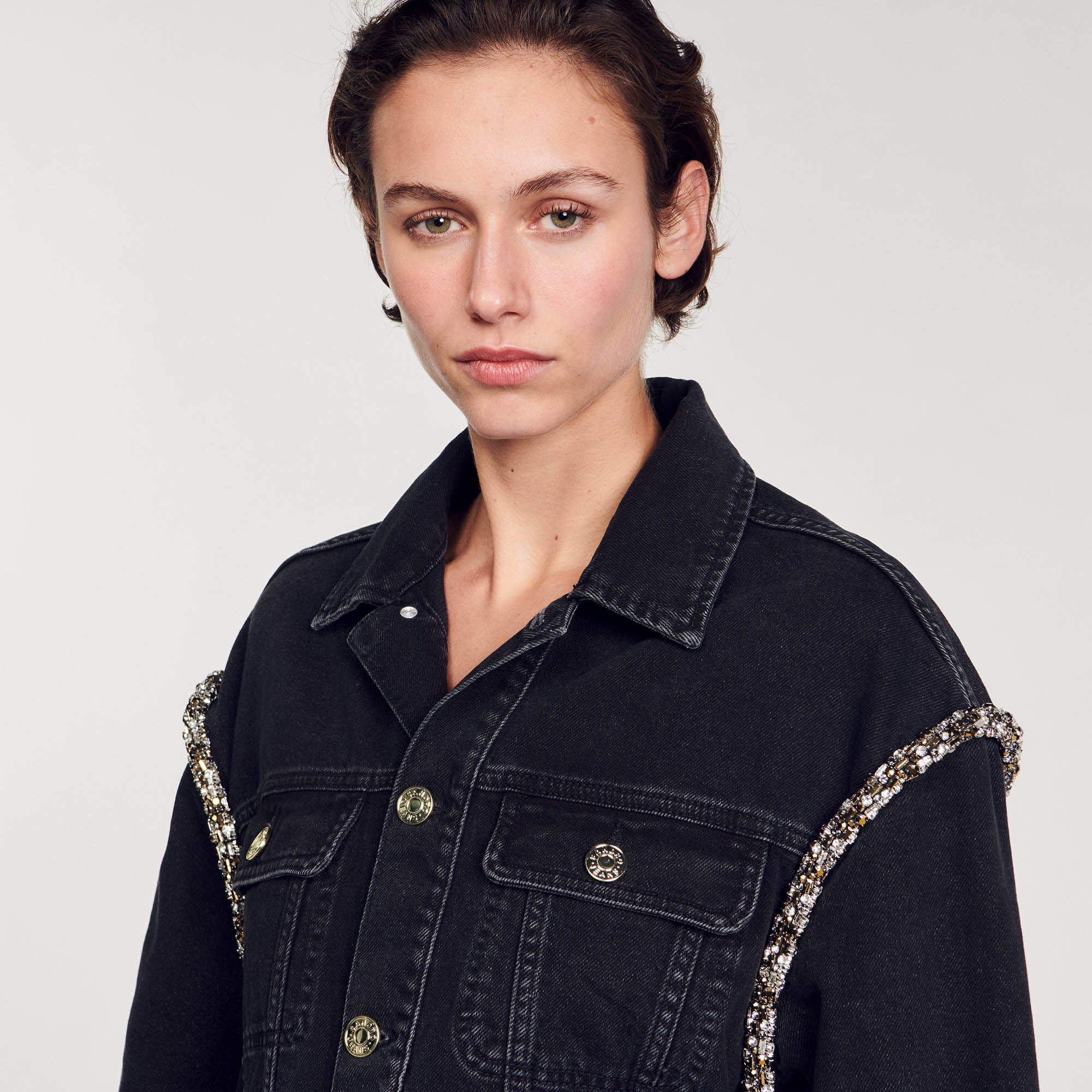 Oversized denim jacket womens store black