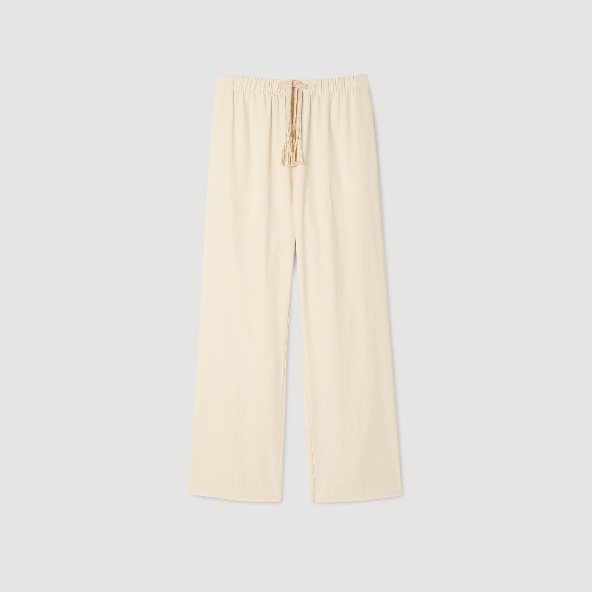 Wide-Leg Elasticated Cotton Trousers : Pants & Shorts color Butter cream