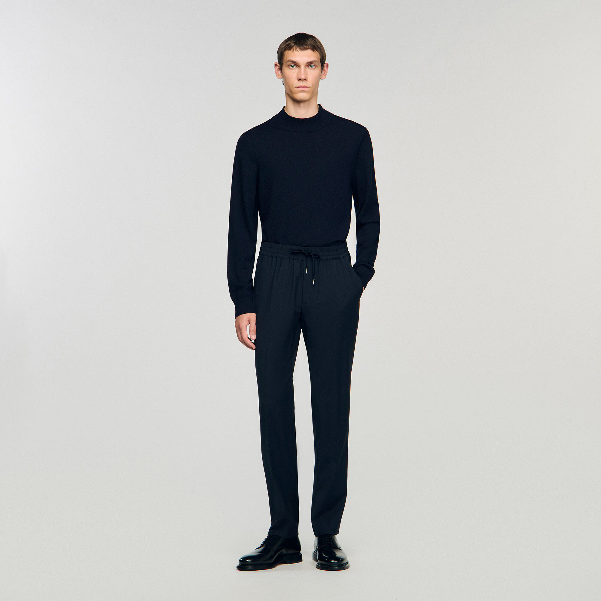 Elasticated Straight-Leg Trousers : Pants & Shorts color Black